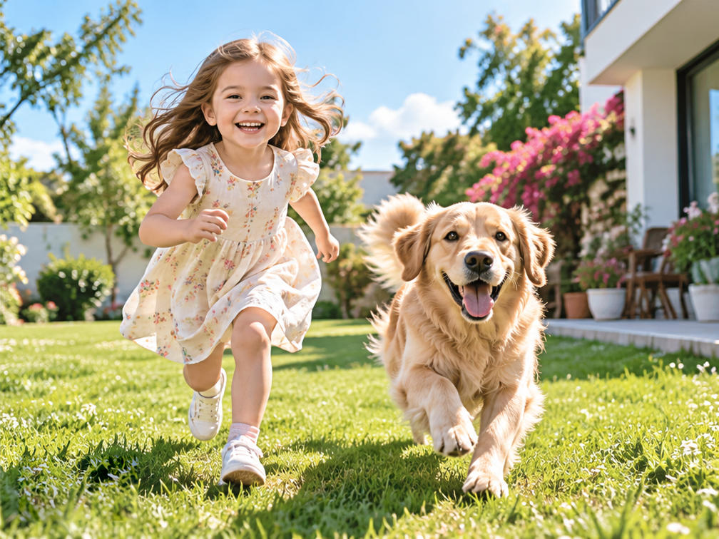 Children or pets blurred in motion
